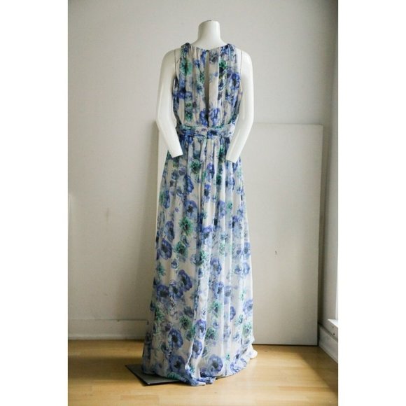Sandro Ferrone Roma Blue Floral Sleeveless Maxi Gown 44 - Picture 7 of 8